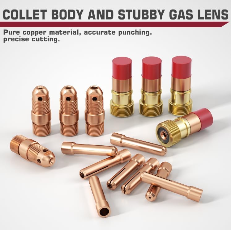 ARCCAPTAIN TIG Welding Torch Accessories kit 71 Pcs Alumina Nozzle Collets Body Stubby Gas Lens #12 Glass Cup consumables Kit for WP-17/18/26-Black