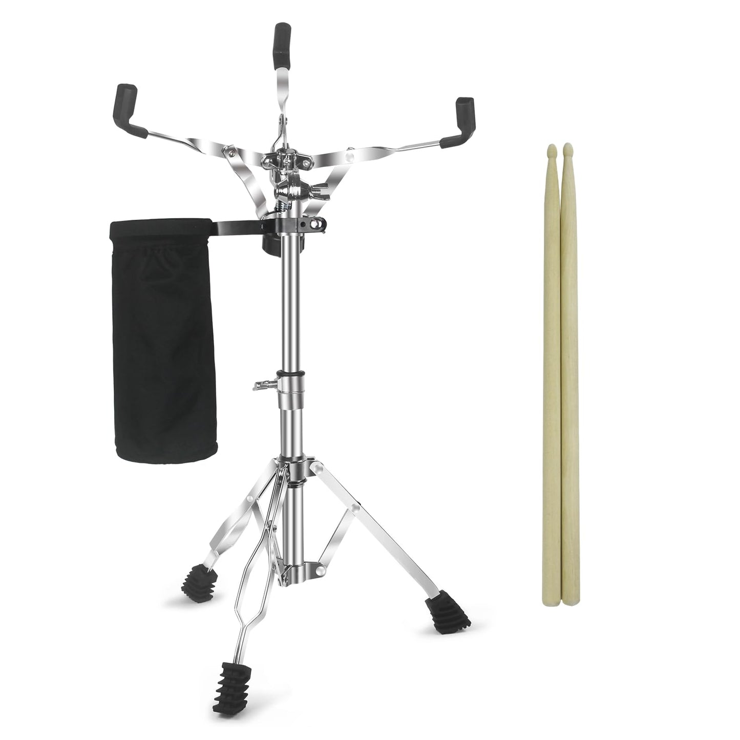 Snare Drum Stand Snare Stand with Drumstick Holder and a Pair of 5A Drum Sticks Fit for 8 to 15 Inch Snare Drum and Practice Pad, Adjustable Height 15.8 to 22.8 Inches for Drum Beginners