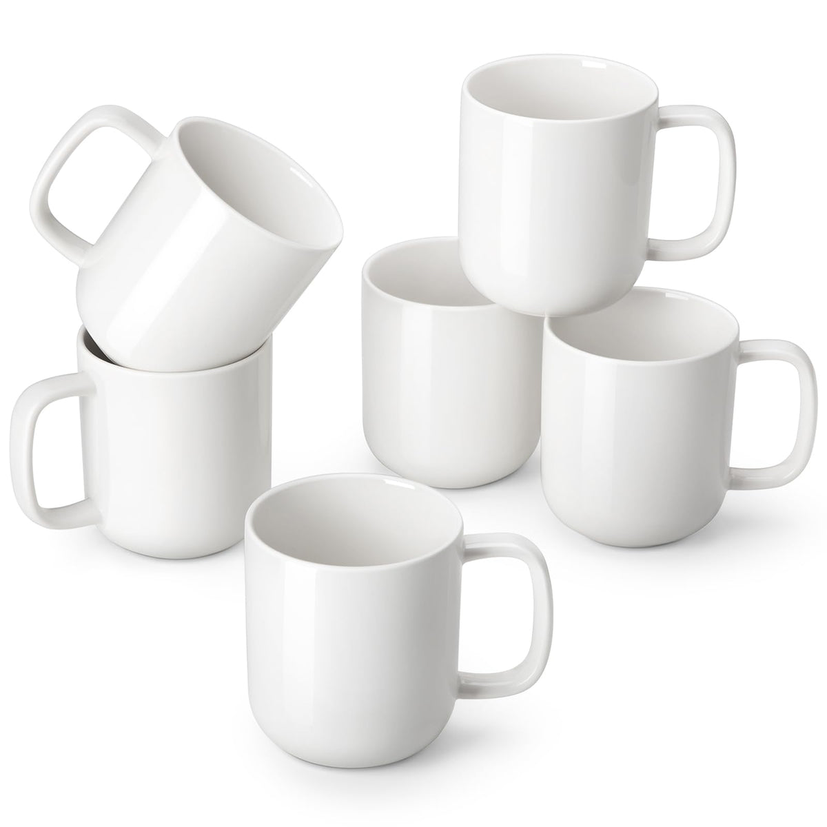 vancasso Porcelain Coffee Mugs Set, 16 oz Ceramic Coffee Cups for Latte Cappuccino Cocoa Milk Cups Set of 6, Dishwasher & Microwave Safe, White