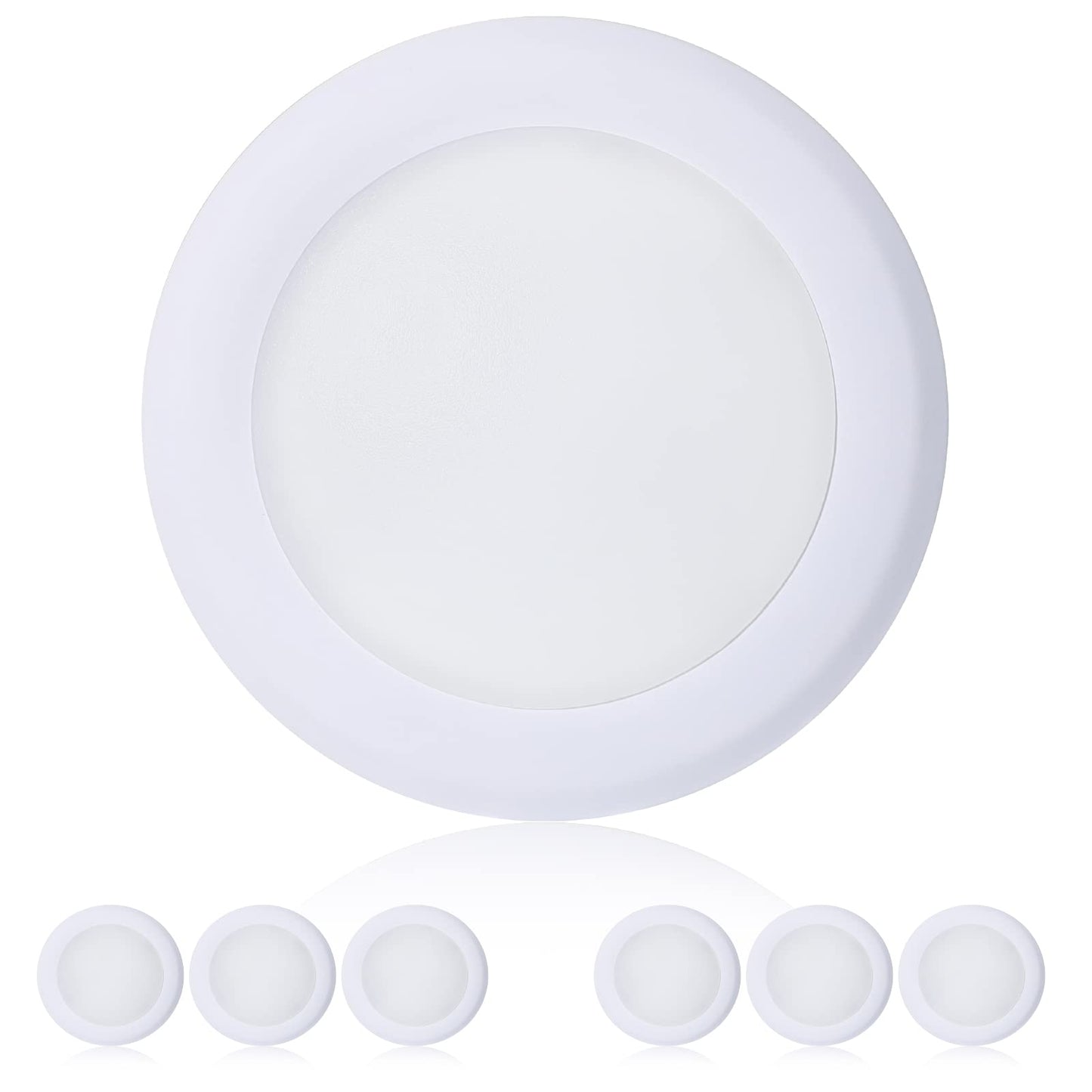 TOPELER LED Flush Mount Ceiling Light 6 Inch,Baffle Trim,15W 3000k, White,Modern,LED Disk Light,Dimmable Metal Pancake Low Profile Surface Mount Recessed Disk Light,Fixtures for Home Improve,6 Pack