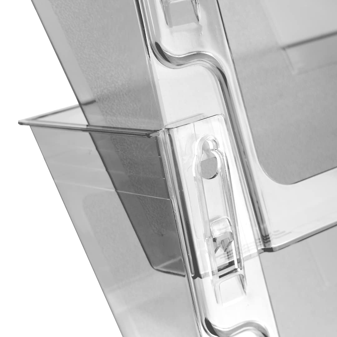 Acrimet Wall Mount Pocket File Organizer Holder Modular Letter Size A4 Plastic (Hangers Included) (Clear Crystal Color) (3 Pack)