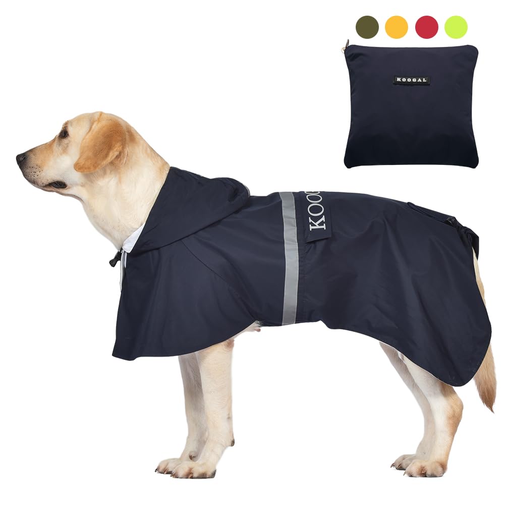 KOOGAL Pet Large Dog Raincoat Apparel Poncho Waterproof for Medium Large Sized for Dog Raincoat Clothes… (Navy Blue, 5XL)