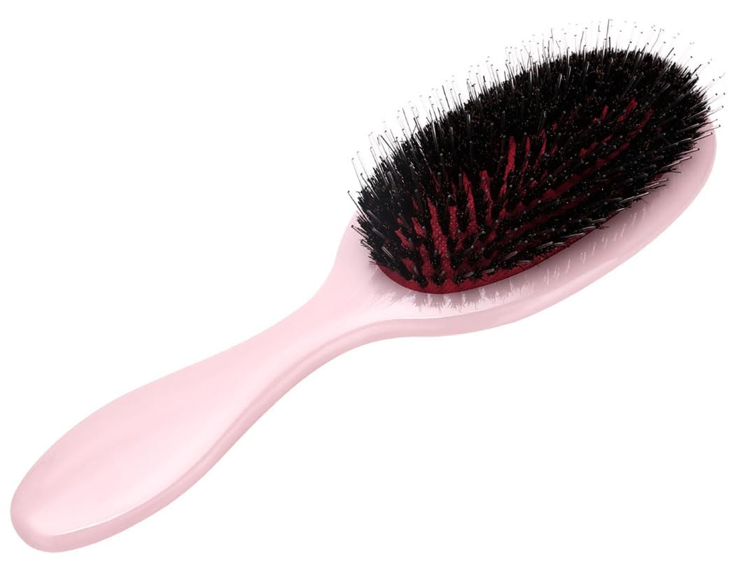 Boar Bristle Detangling Paddle Hair Brush for Curly Fine Wavy Natural Hair, Anti-frizz Detangler Brush Boar Nylon Mixed Bristle Styling Hairbrush for Women and Men