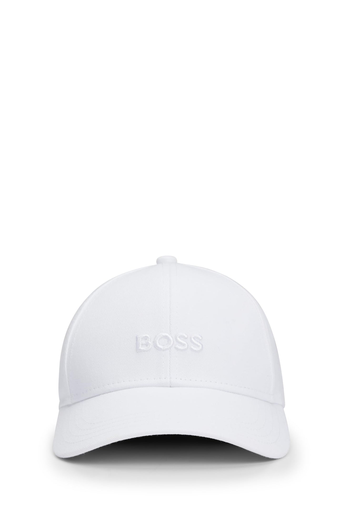 BOSS Men's Center Logo Cotton Twill Cap, Blank White, One Size