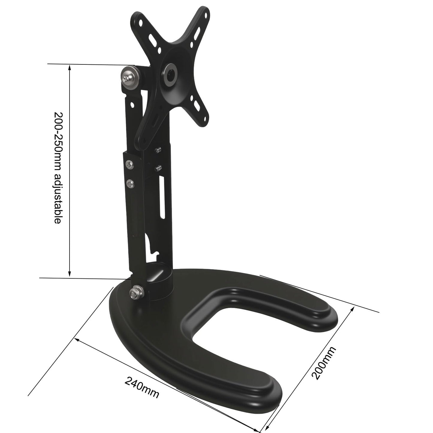 Seaigle TV Monitor Stand for 10-27 Inch Screens, Free Standing Desk Mount with Tilt, Adjustable Height, Rotation, Hold up to 8kg, VESA 75x75 100x100 mm