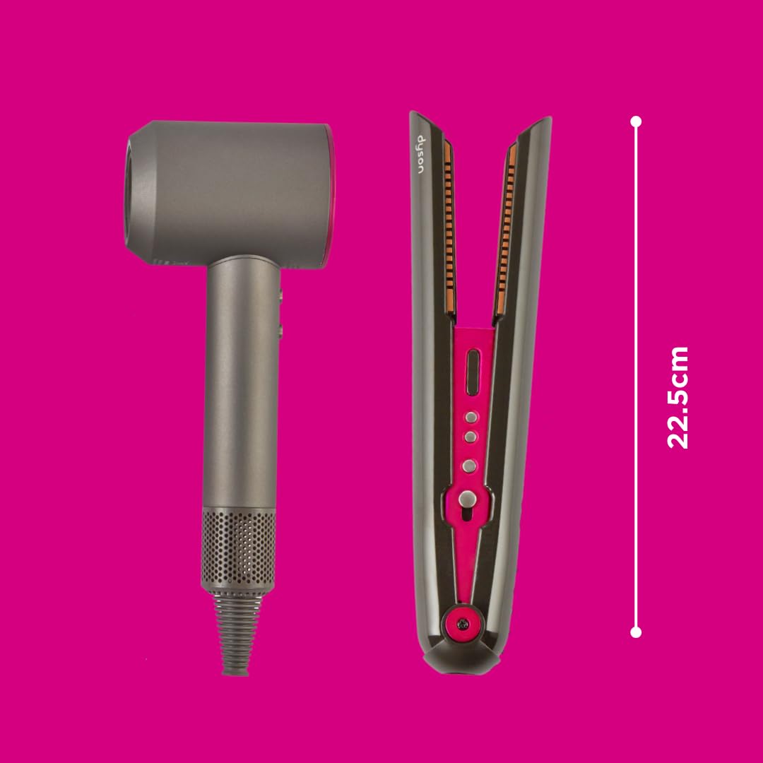 Casdon Dyson Toys - Supersonic & Corrale Deluxe Styling Set - Toy Straightener & Hairdryer with Real Function - Features Interactive Lights & Sounds - for Children Aged 3+