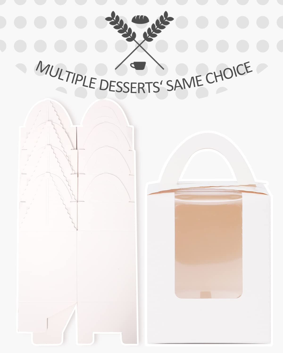 Cupcake Boxes Individual 100pcs Cupcake Holders Disposable White Single Cupcake Boxes with Window 3.6x3.6x4.3 inch Cupcake Containers