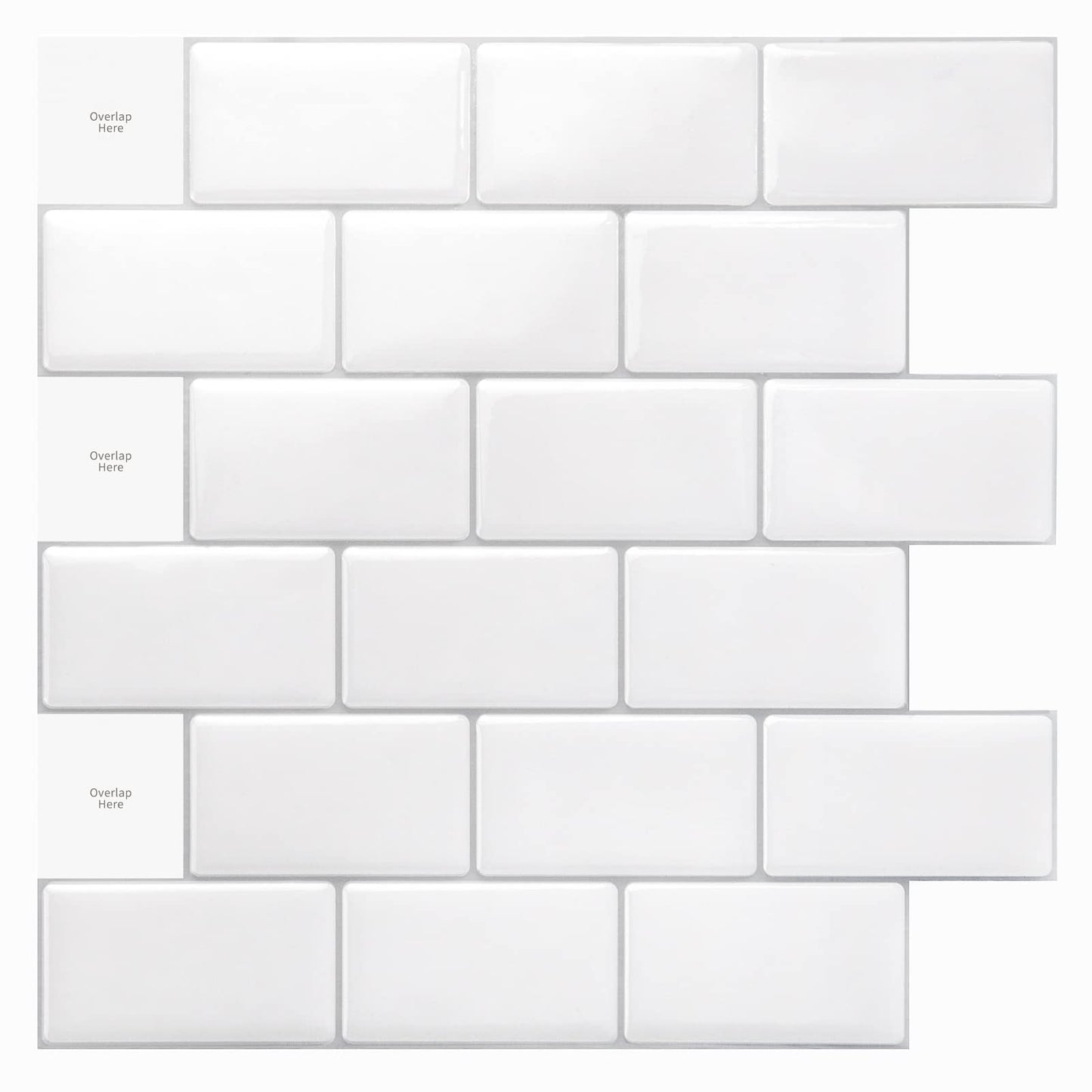 Art3d 10-Sheets Peel and Stick Tile Backsplash - 12"x12" PremiumAnti Mold Kitchen Backsplash Peel and Stick Tile, Bright White