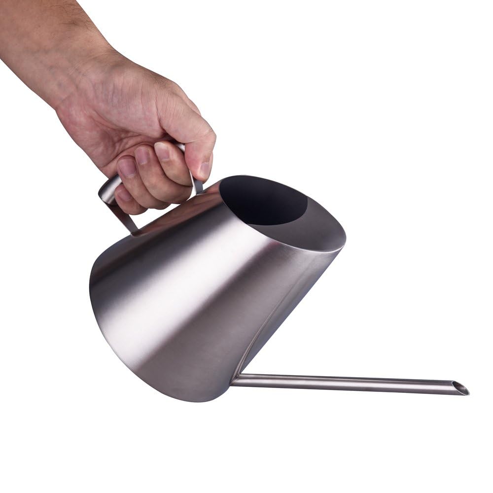IMEEA 50oz/1.5L Indoor Watering Can for House Plants Stainless Steel Garden Watering Can with Long Spout (Silver)