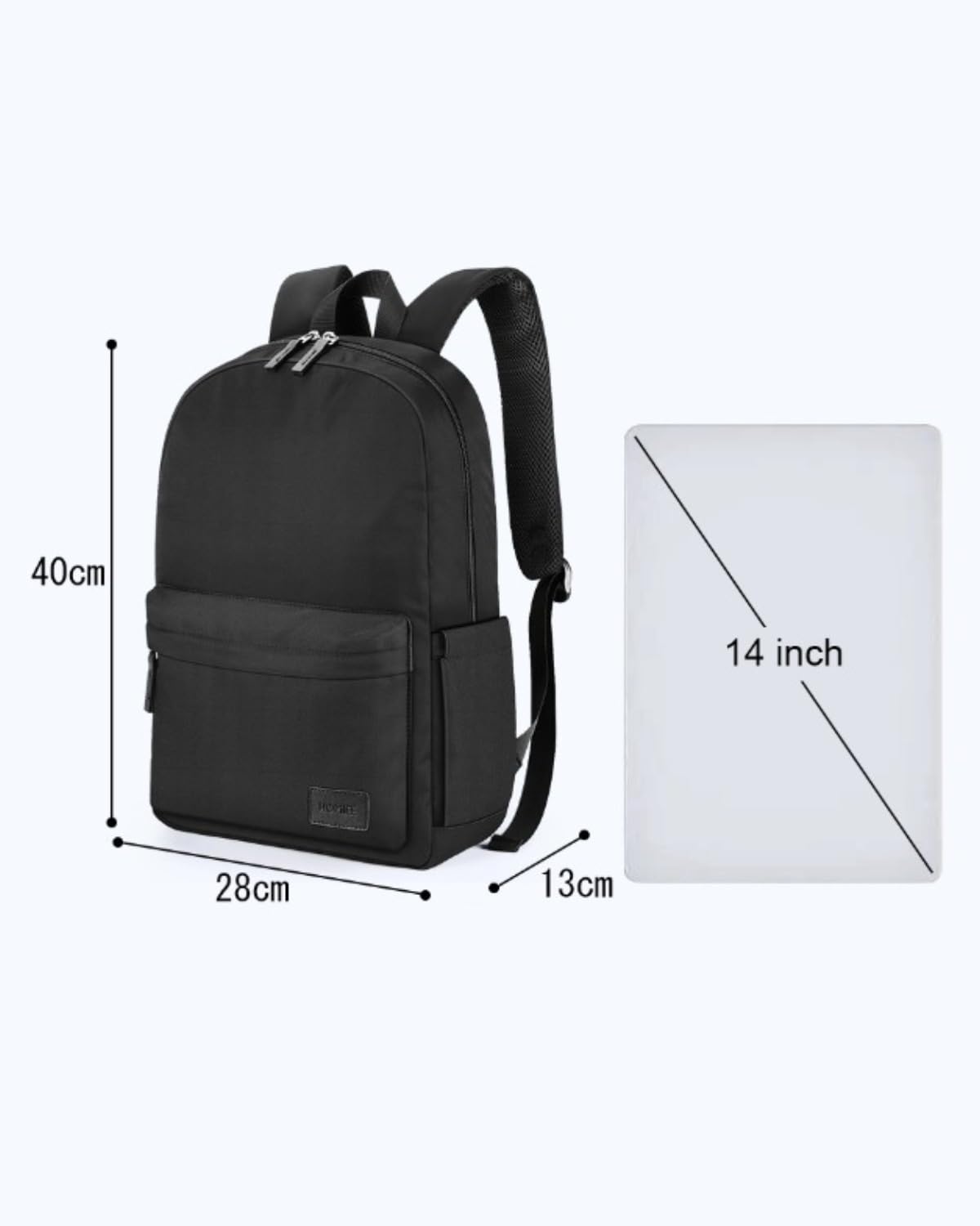 HOMIEE Lightweight Stylish Backpack, Water-Resistant Daypack Unisex Laptop Bookbag, 14-Inch Laptop Casual Backpack for Women & Men, Travel/School/Casual/Work Backpack, Black