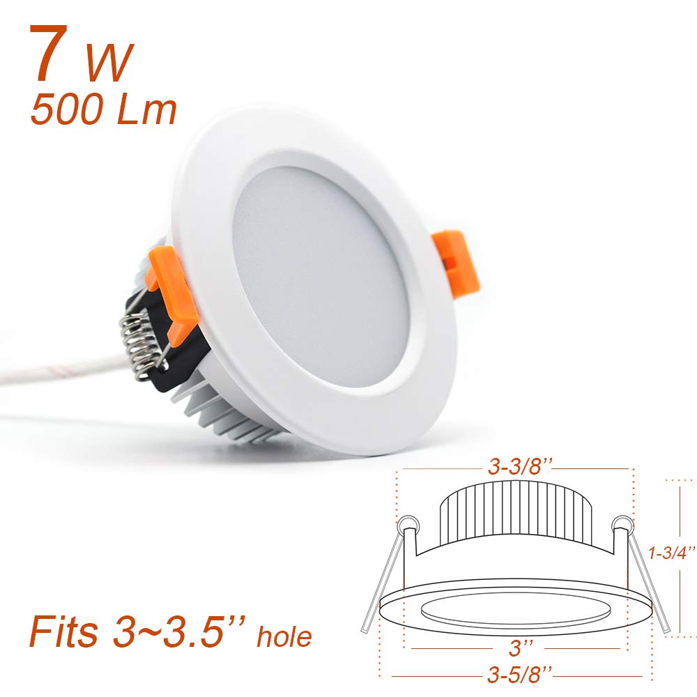 3 inch Dimmable LED Recessed Lighting, 7W Retrofit Downlight, 4000K Natural White, CRI 80 with LED Driver, as AC 110V Ceiling Light Fixture for Living Room, Kitchen, Bedroom, Hallway, 10 Pack