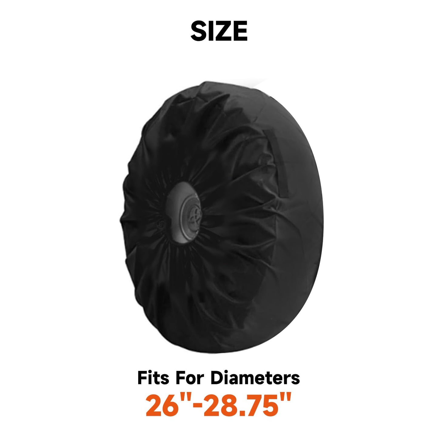 Roastove Tire Cover with Handle,420D PU Waterproof, Universal Fit 26"-28.75" Diameter, Set of 4 Bags,Black
