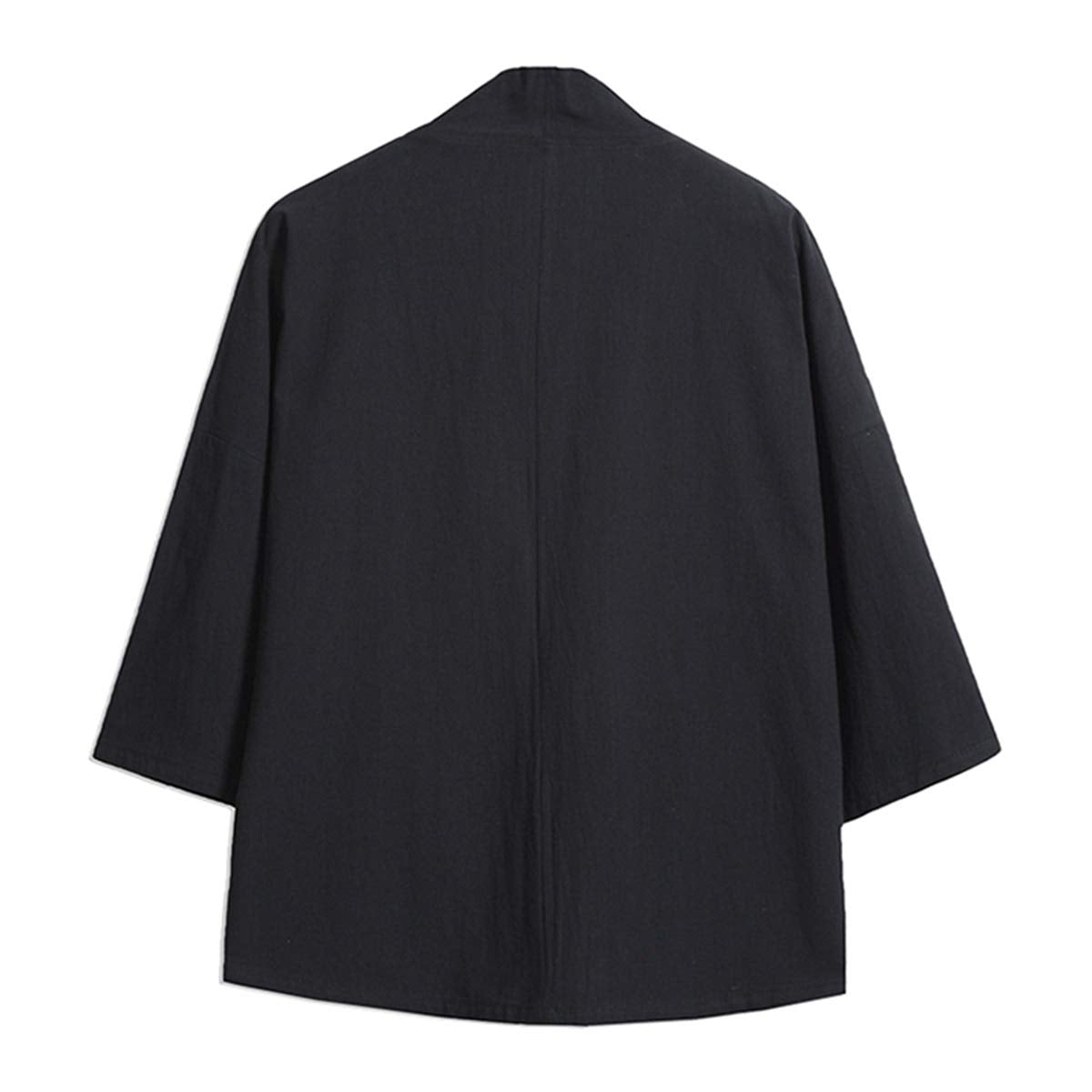 Seidarise Men's Kimono Traditional Japanese Clothing Male Cardigan Noragi Jacket Yukata Coat Haori, S-black, XX-Large