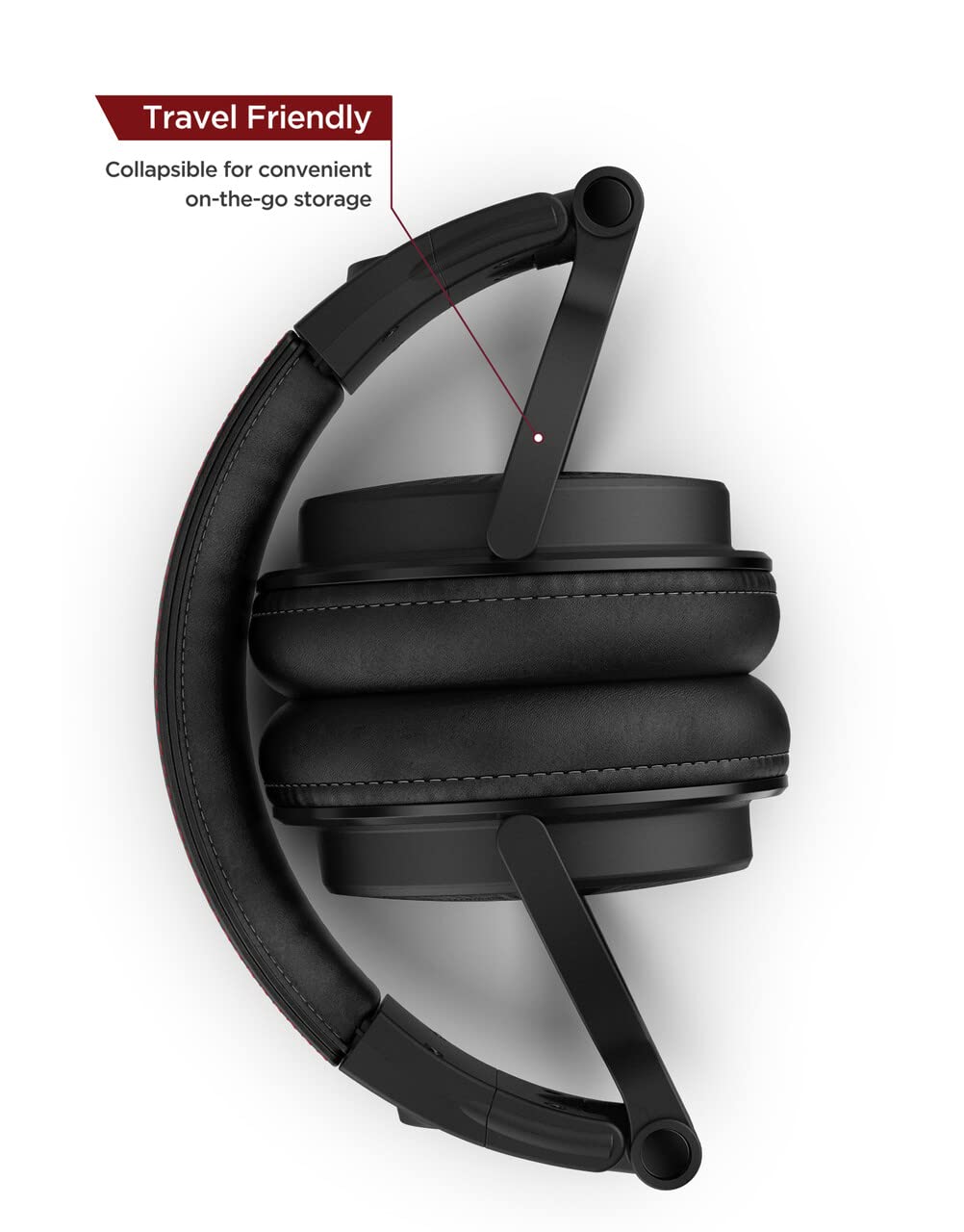 Thore Over Ear iPhone Headphones with Lightning Connector (Apple MFi Certified) - Closed Back Studio DJ Monitor Earphones (50mm Neodymium Drivers) (V200 Black/Red)
