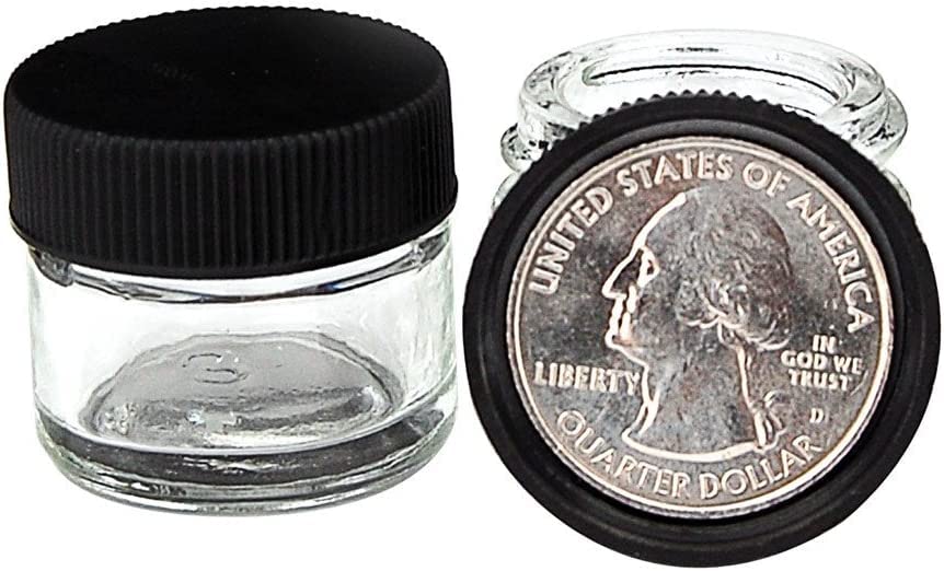 (250 Pack) 5ml Glass Concentrate Screw Top Jars | Essential Oil, Concentrate, Lip Balm or Makeup Containers | White Lids