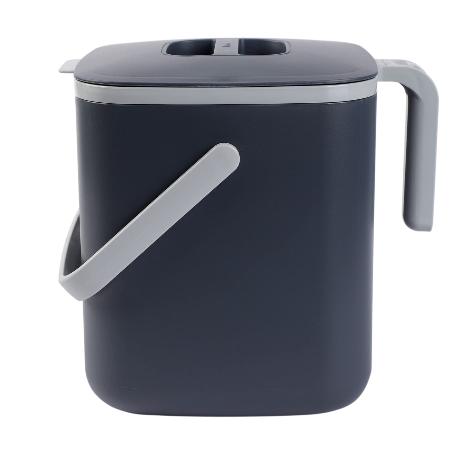 Blue Ginkgo Kitchen Compost Bin [5L / 1.32 GAL] – Filter-Free, Odor-Tight Countertop Food Waste Pail with Handles (Made in Korea, Grey)