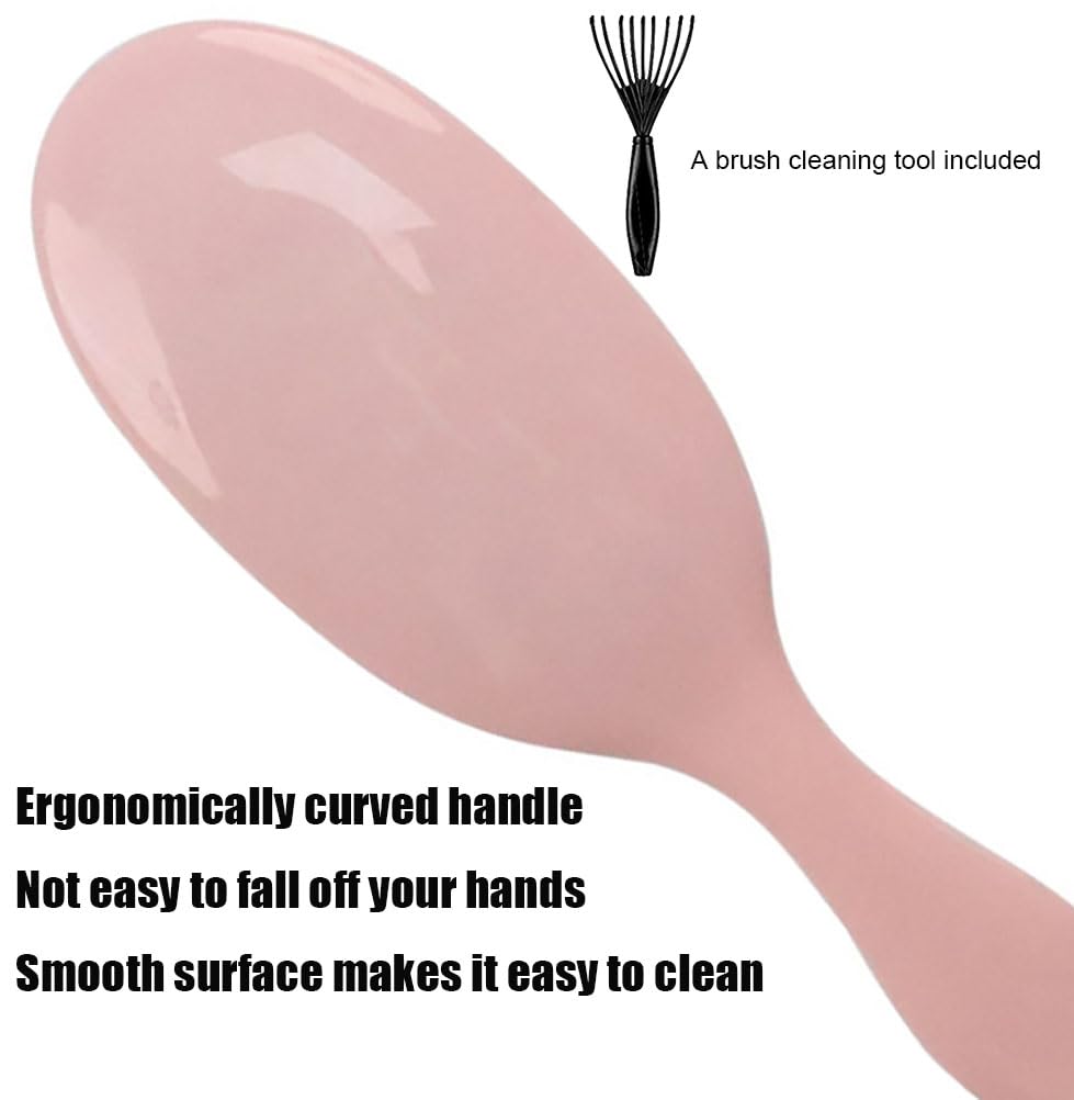 Boar Bristle Detangling Paddle Hair Brush for Curly Fine Wavy Natural Hair, Anti-frizz Detangler Brush Boar Nylon Mixed Bristle Styling Hairbrush for Women and Men