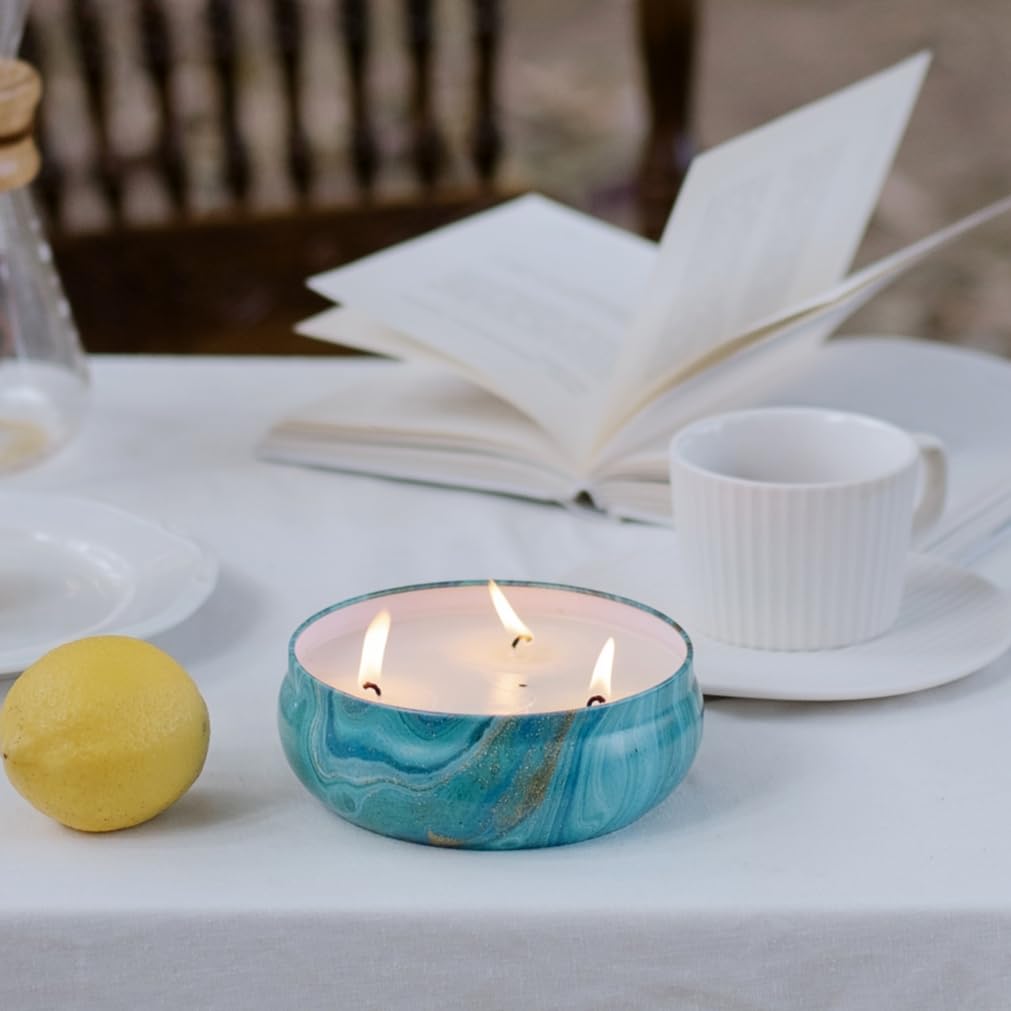 KWANITHINK Citronella Candle Large, 3 x 14oz Citronella Scented Candles, Natural Soy Wax Candles Outdoor Indoor for Home Patio Garden Camping, 3 x 75 Hours