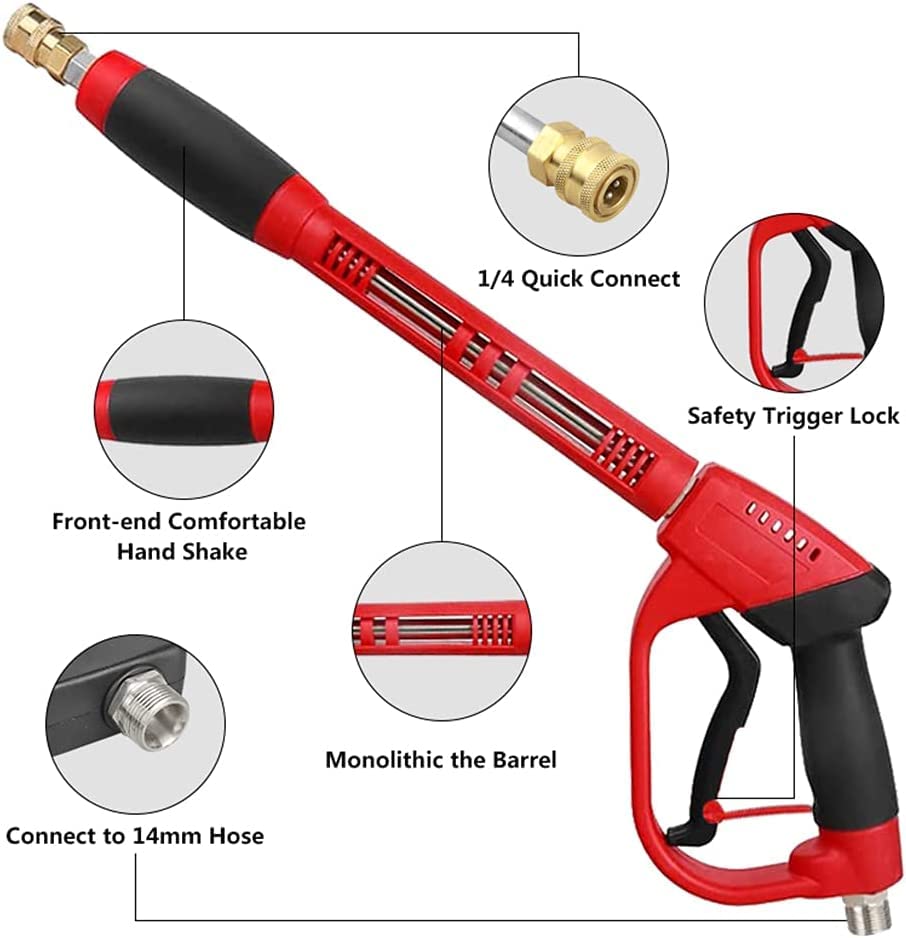 CHAVOR Pressure Washer Gun with Extension Replacement Wand, M22 Fitting, 5 Nozzle Tips, 37 Inch, 5000 PSI