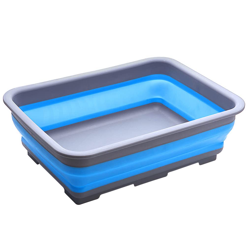Goderewild Collapsible Dish Pans – 10L (2.6 Gal) Foldable Sink Tub, 14.5'' x 10.5'' x 5", Compact and Space-Saving Multiuse Foldable Basin for Dish Washing, Camping, RV and Vegetable Cleaning