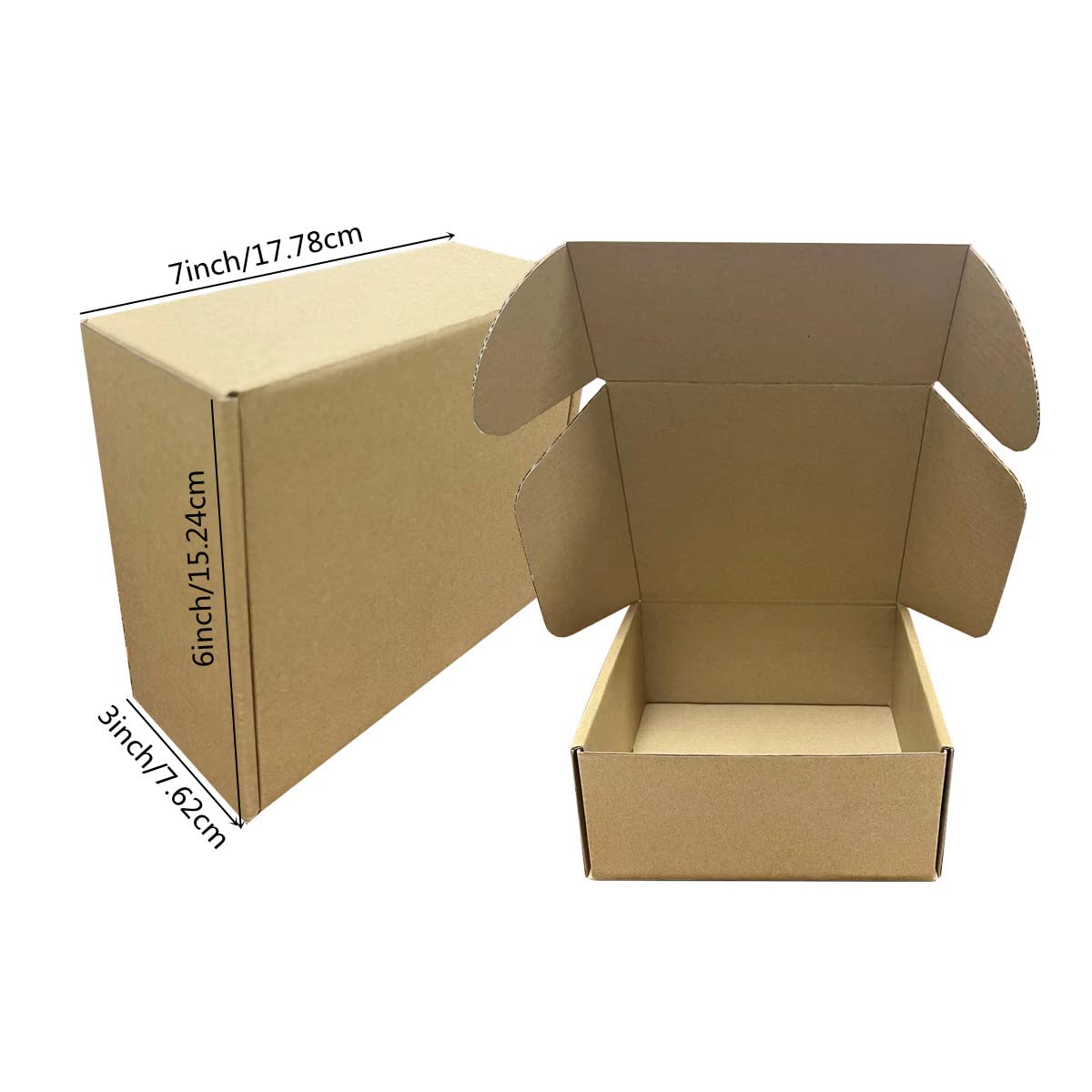 7x6x3 inch Shipping Boxes Pack of 25，Livejun Brown Corrugated Cardboard Box Mailer Boxes for Packaging Small Business Shipping，Boxes for Birthday Wedding Party Gift Giving… (7X6X3)