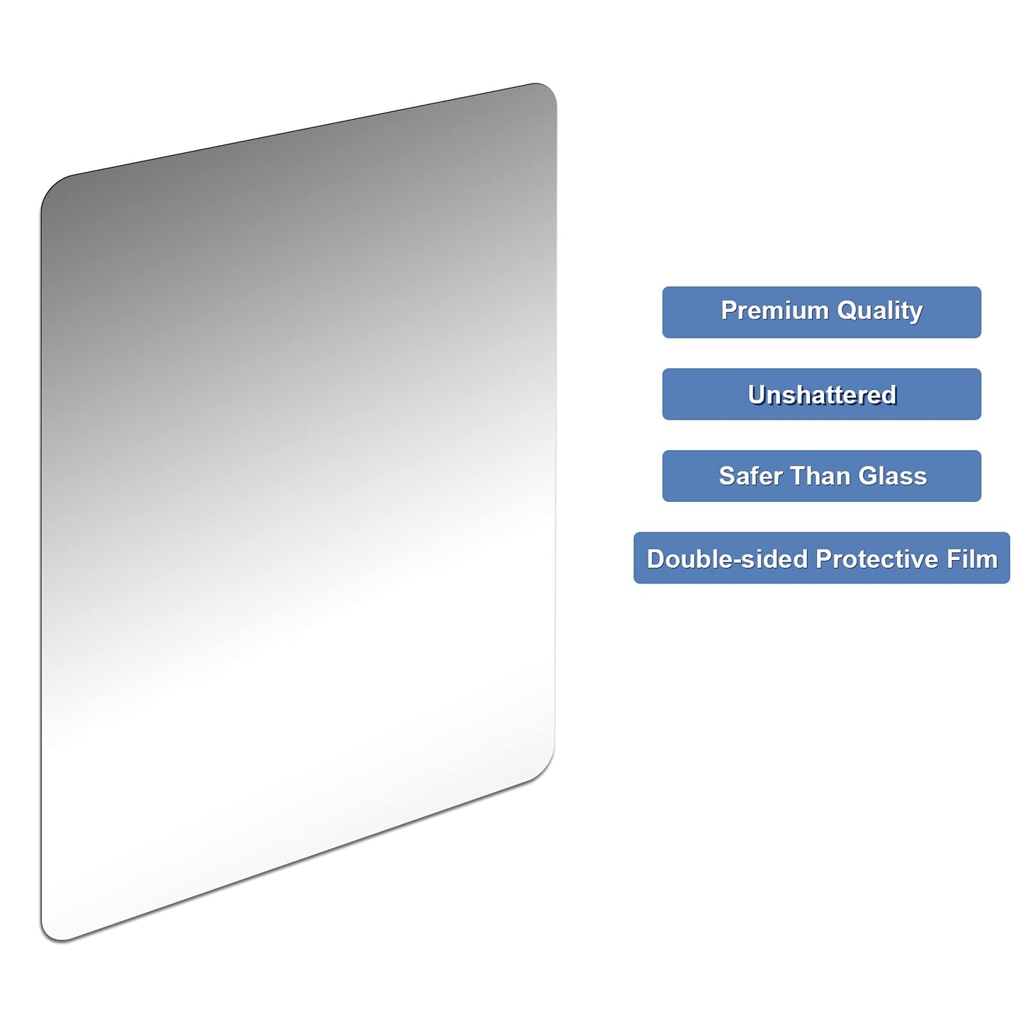 Marsui 64 Pieces Shatter Proof Plastic Mirror Craft 4 x 6 Inch Small Mirror Tiles Bulk with Soft Round Corners Double Sided Protective Film Reflector Sheets Art Craft Supply for Bathroom Home Decor