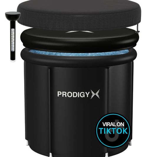 PRODIGY X Ice Bath Tub - Cold Plunge Tub for Athletes - Large Size, Portable, Outdoor - Therapy Ice Pod - Lid & Thermometer