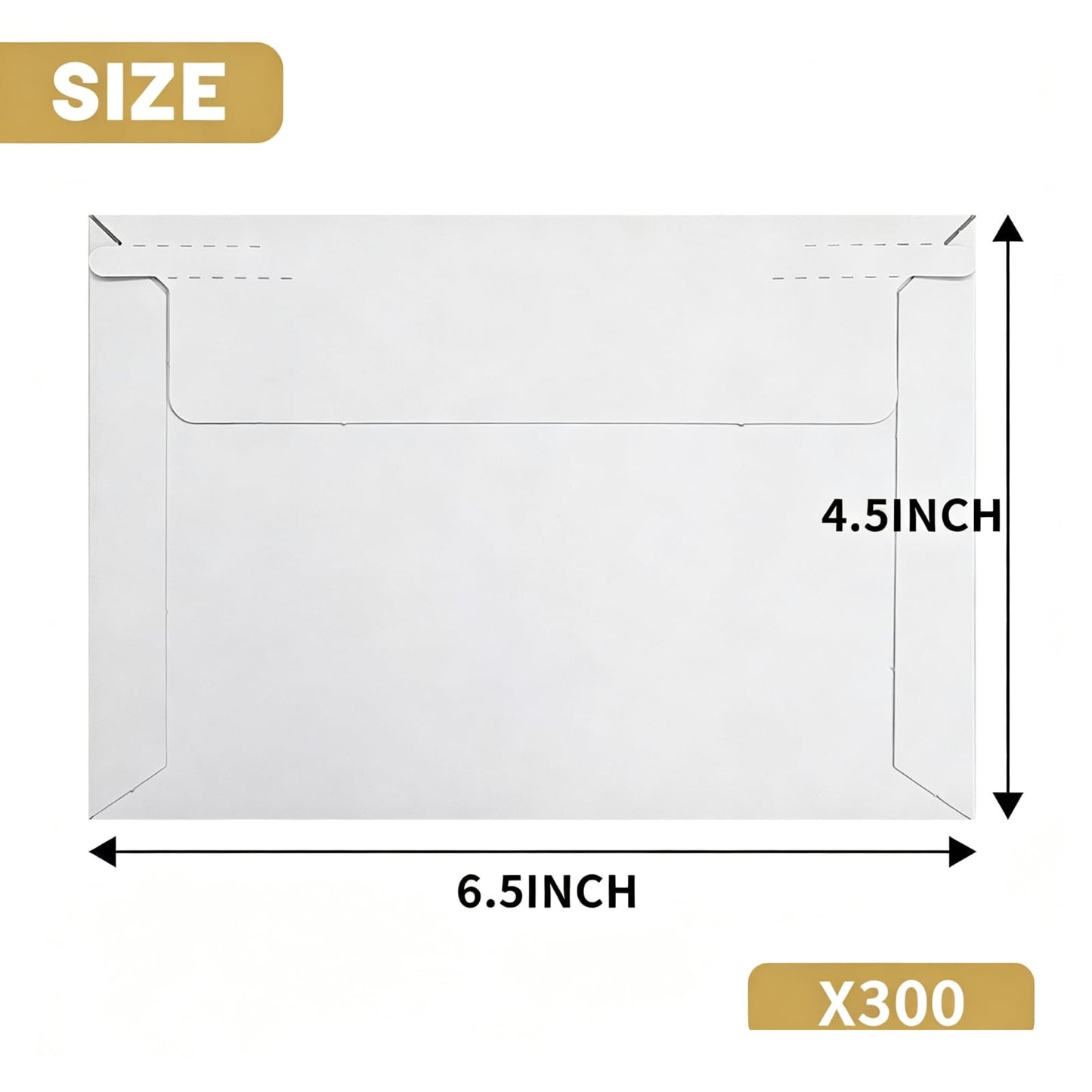 300PCS Self Seal Rigid Mailers, 6.5 x 4.5 Inch Self Seal Cardboard Mailers, White Rigid Photo Mailers Cardboard Envelopes for Photos, Shipping CD, Document, Stamps (300)