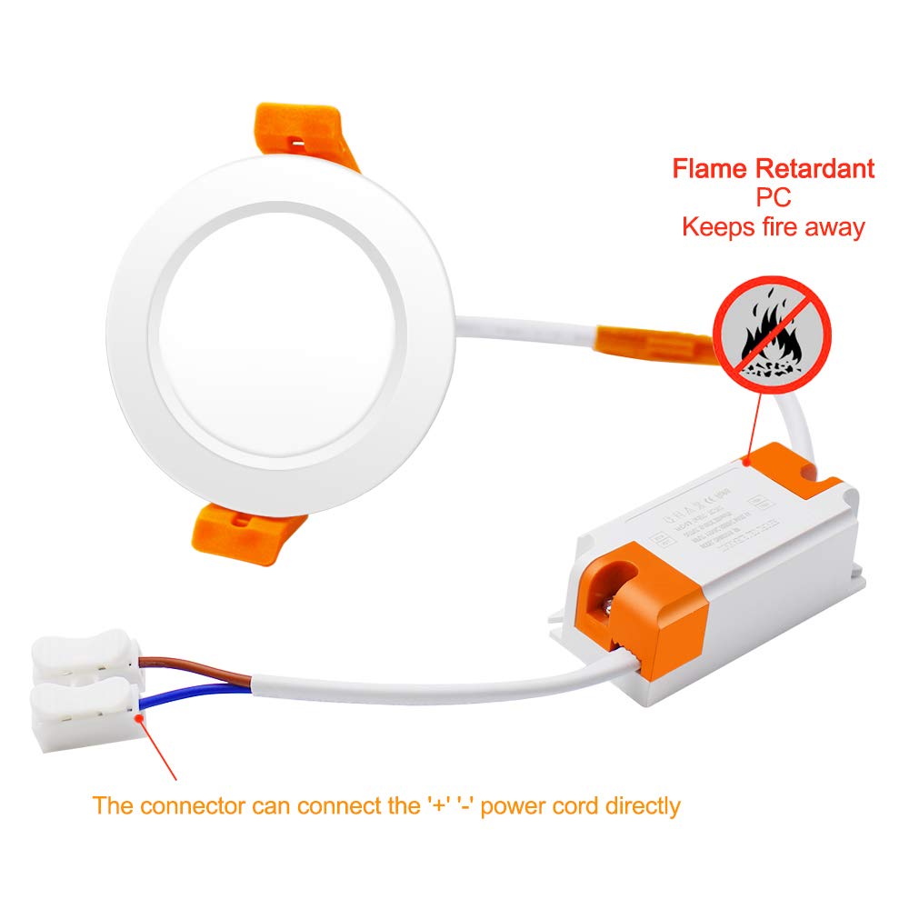 BIRRAY 2 Inch LED Recessed Lighting, 3000K Warm White, 3W(35W Halogen Equivalent) Dimmable LED Downlight, CRI80, Ceiling Lights with LEDs Driver (6 Pack)
