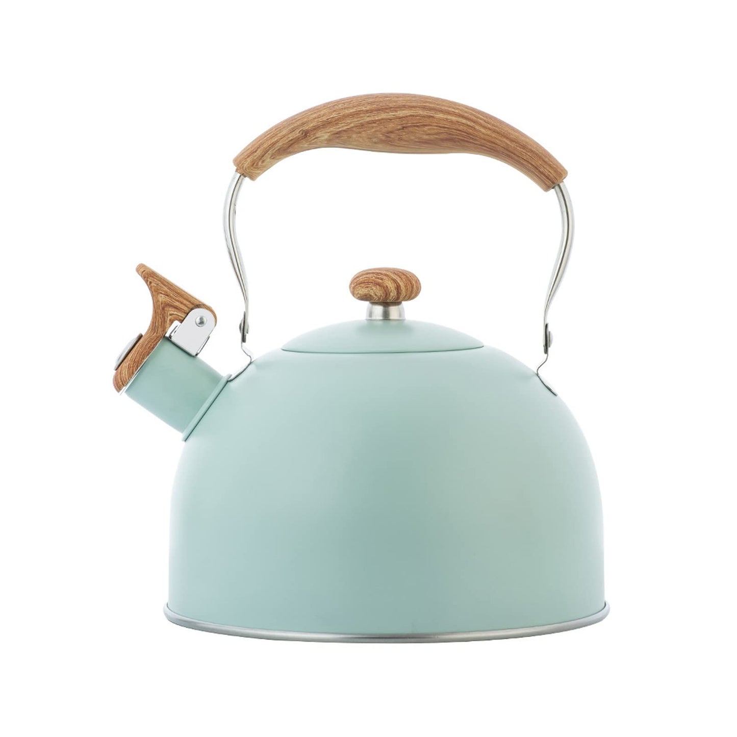 LYTDMSKY Tea Kettle, Stove Top Kettle Green, Whistle Kettle for Stovetop, 2.5L Food Grade Stainless Steel Tea Pot Stovetop for Tea Coffee Milk, Folding Wood Handle Farmhouse Whistling Kettle
