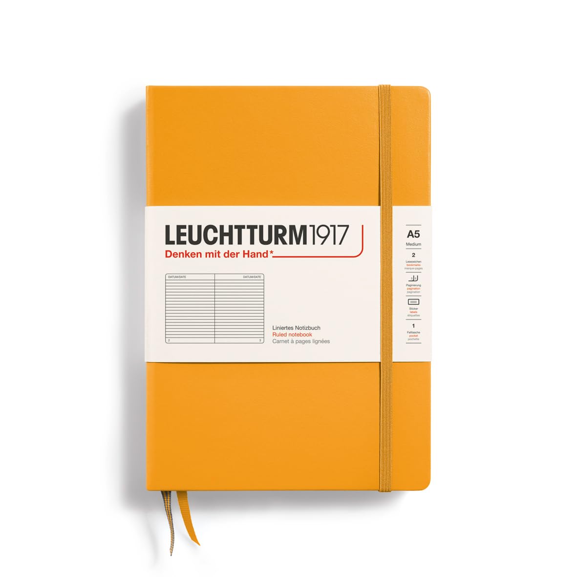 LEUCHTTURM1917 - Notebook Hardcover Medium A5-251 Numbered Pages for Writing and Journaling (Rising Ruled, Ruled)
