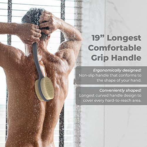 Avilana Back Scrubber for Shower,19 inch Silicone Body Scrubber with Handle, Shower Back Scrubber for Men and Women, Back Brush for Shower, Loofah with Handle Shower Brush (BLUE)