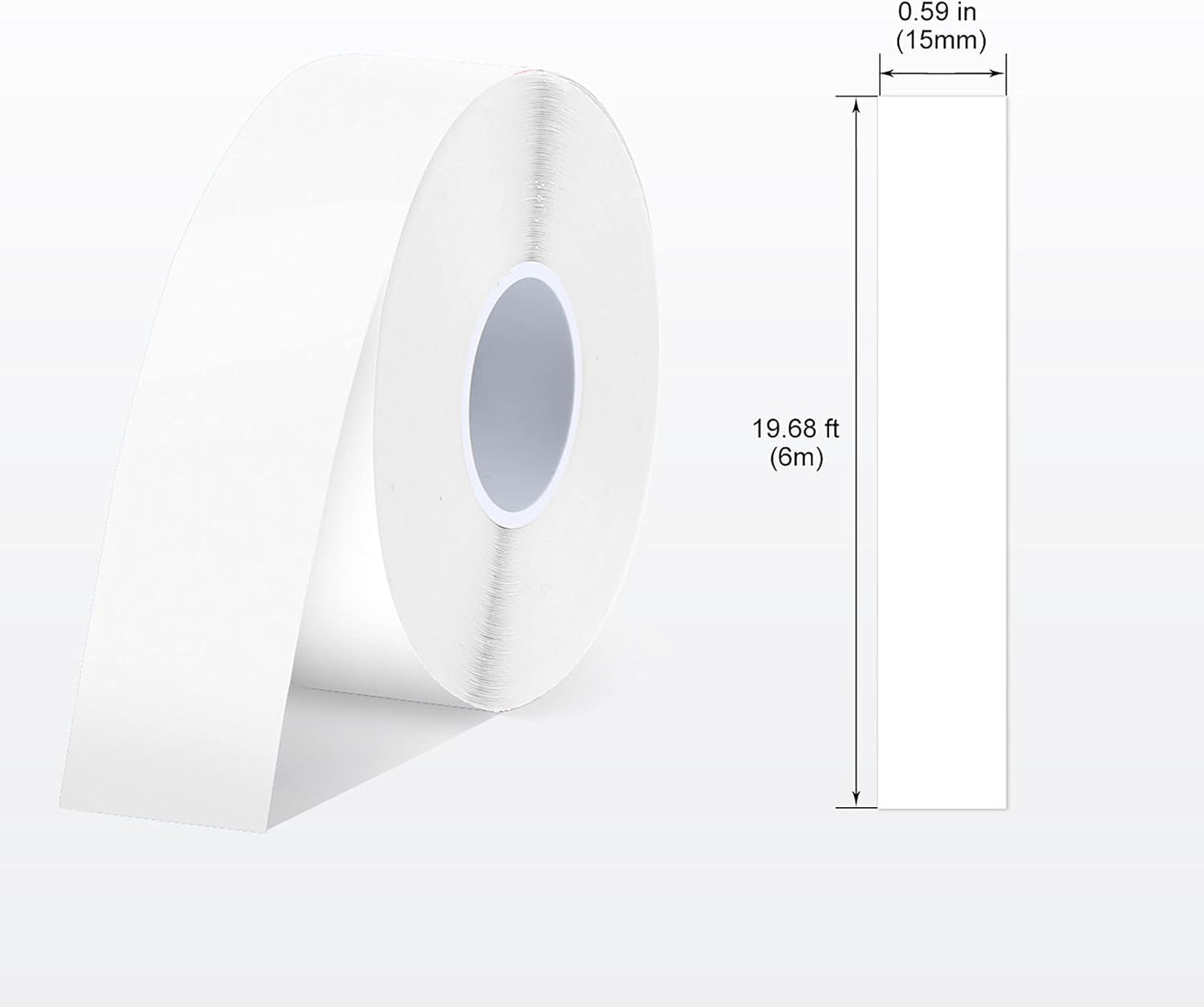 SUPVAN E10 & E11 & E16 Label Maker Tape, 8 Rolls 15mm x 6m Genuine Continuous Laminated Thermal Label Tape Refill, Waterproof Oilproof Child-Safe Durable Auto Detect Labels, Black on White