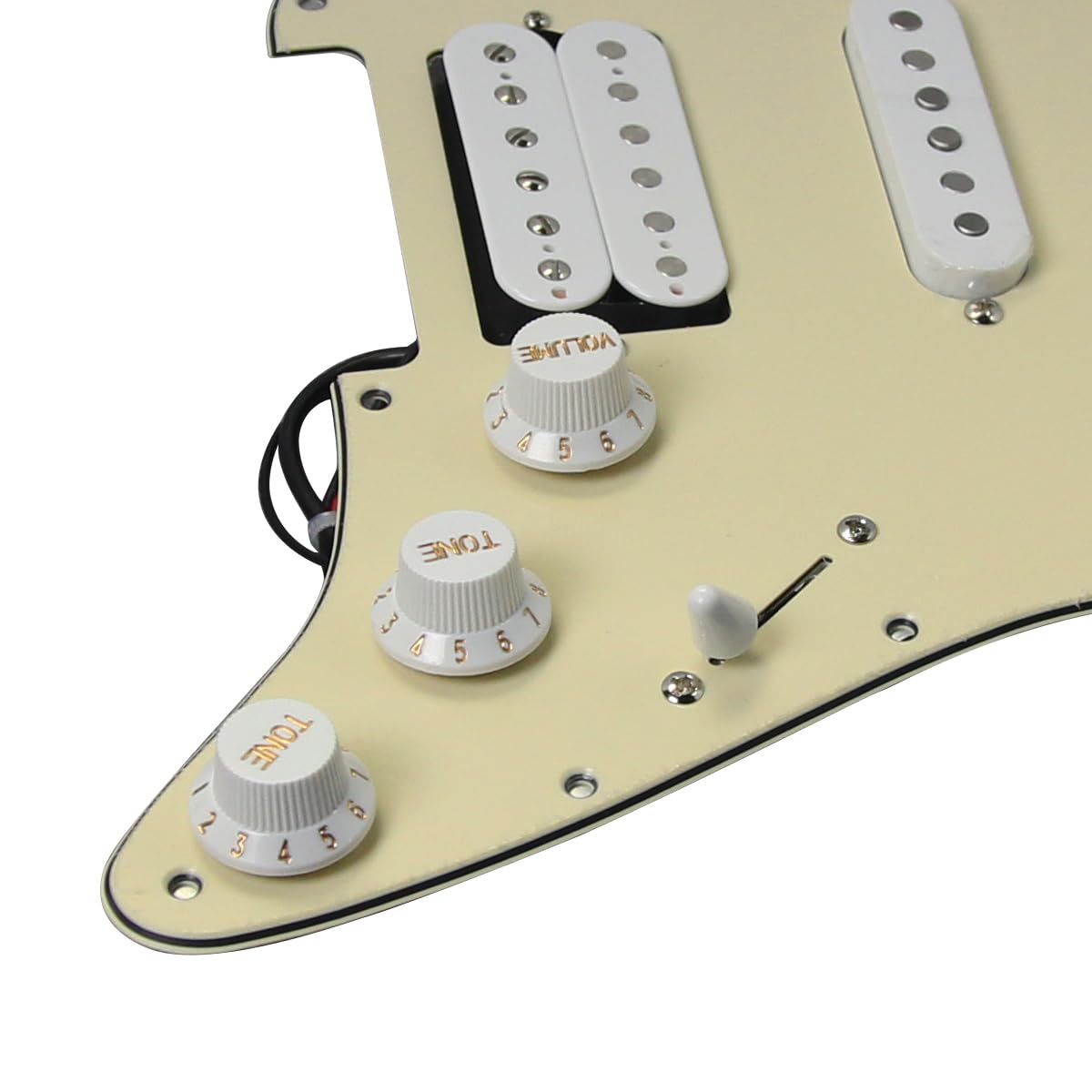 FLEOR Alnico 5 SSH Prewired Pickguard 3Ply Cream Loaded Pickguard Humbucker Pickup Set