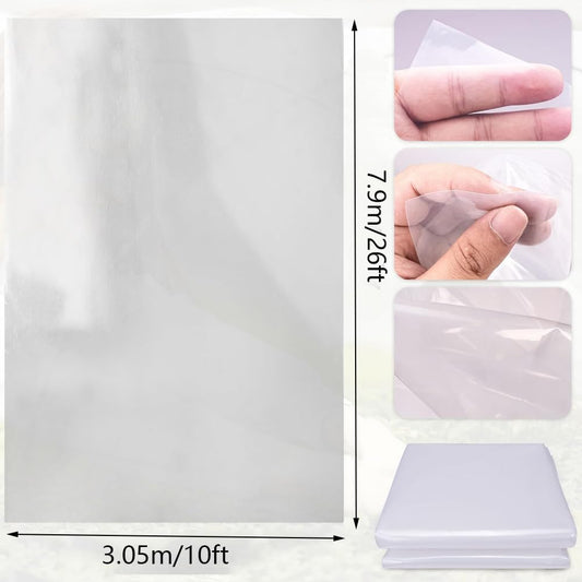 10ft x 26ft 6mil Clear Greenhouse Plastic Sheeting Green House Sheet UV Resistant Polyethylene Film Hoop Cover for Horticulture Gardening Farming and Agriculture Farming