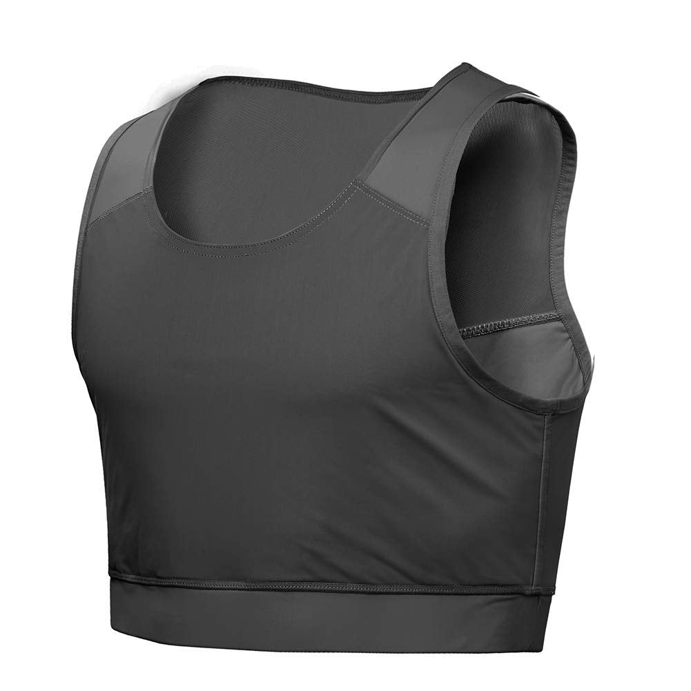 Idtswch Chest Binder For Transgender Breast Binder Half Ftm Binder Flat Binder Bra Cotton Elastic(Black,L)