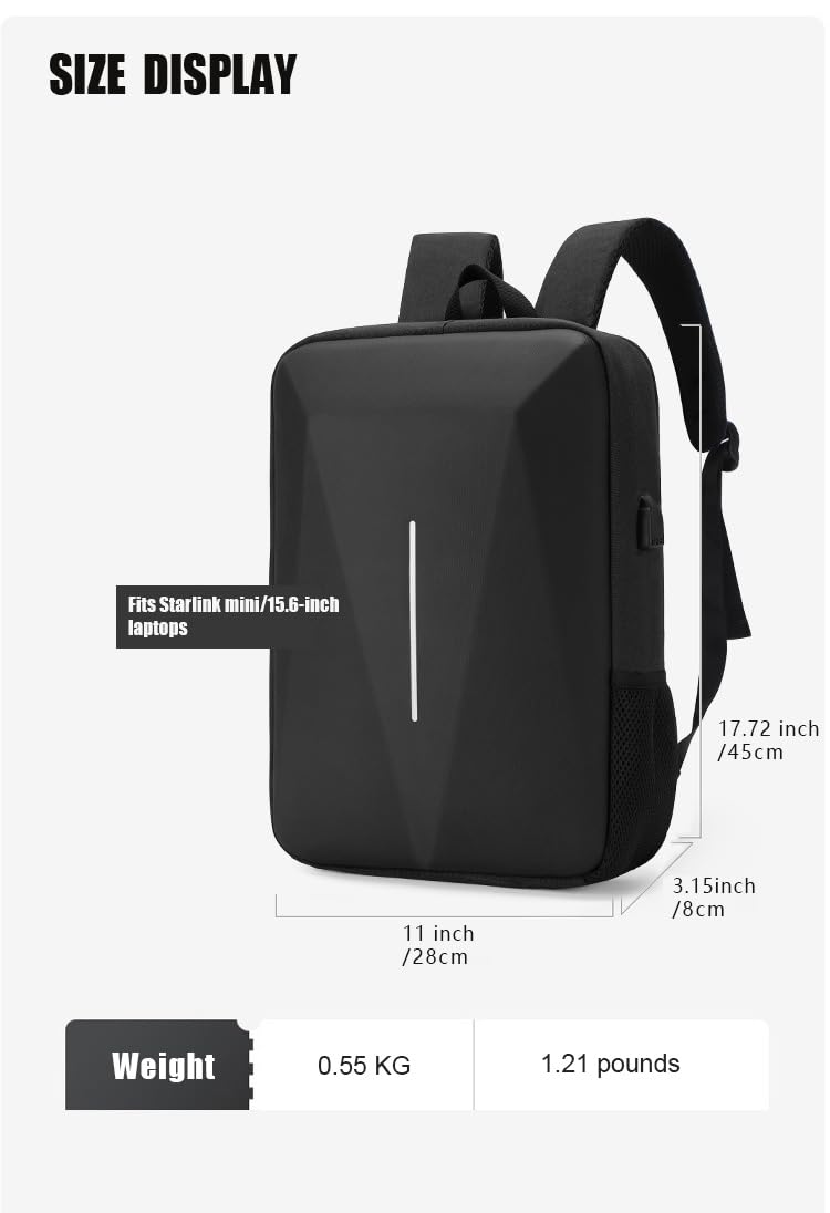 HFLZBRO Bag for Starlink Mini - Storage Bag Case for Starlink Dish and All Accessories - Anti-theft Water-resistant Backpack (Black)
