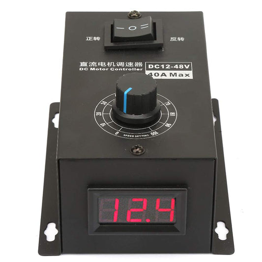 Motor Speed Controller, 12V-48V 40A PWM Brush Motor Governor Module, 1200W 25kHz Variable Voltage Regulator with LED Display