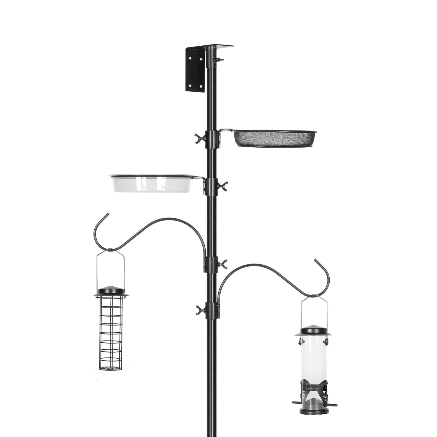 Urban Deco Adjustable Bird House Pole, Birds House Pole Mount Kit, Bird Feeder Pole with 5 Prongs for Outdoor Use, Suitable for Yard, Garden, Field, Without Bird House, Black (Black, 196 cm)