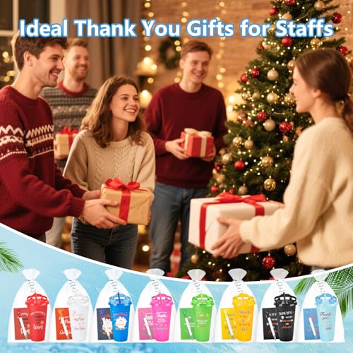 144pcs Employee Appriciation Gifts with Reusable Tumbler Inspirational Notepads Pen Mobile Phone Stand, 24 Set Team Thank You Bulk Christmas Gift for Coworker Staff Nurse Volunteer (Employee Colorful)