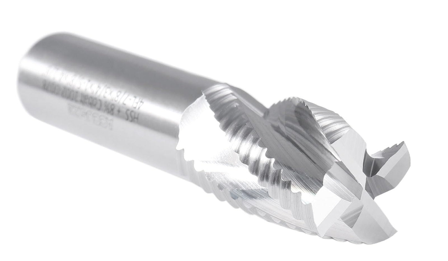 Accusize Industrial Tools 7/8 Inch 4 Flute, 7/8 x 3/4 x 1-5/8 x 4-1/8 Inch M42-8% Cobalt Roughing End Mill, Center Cutting, 1002-0078