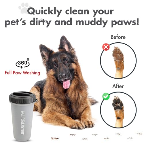 Dexas Lidded MudBuster Portable Dog Paw Cleaner, Light Gray, Large with Lid
