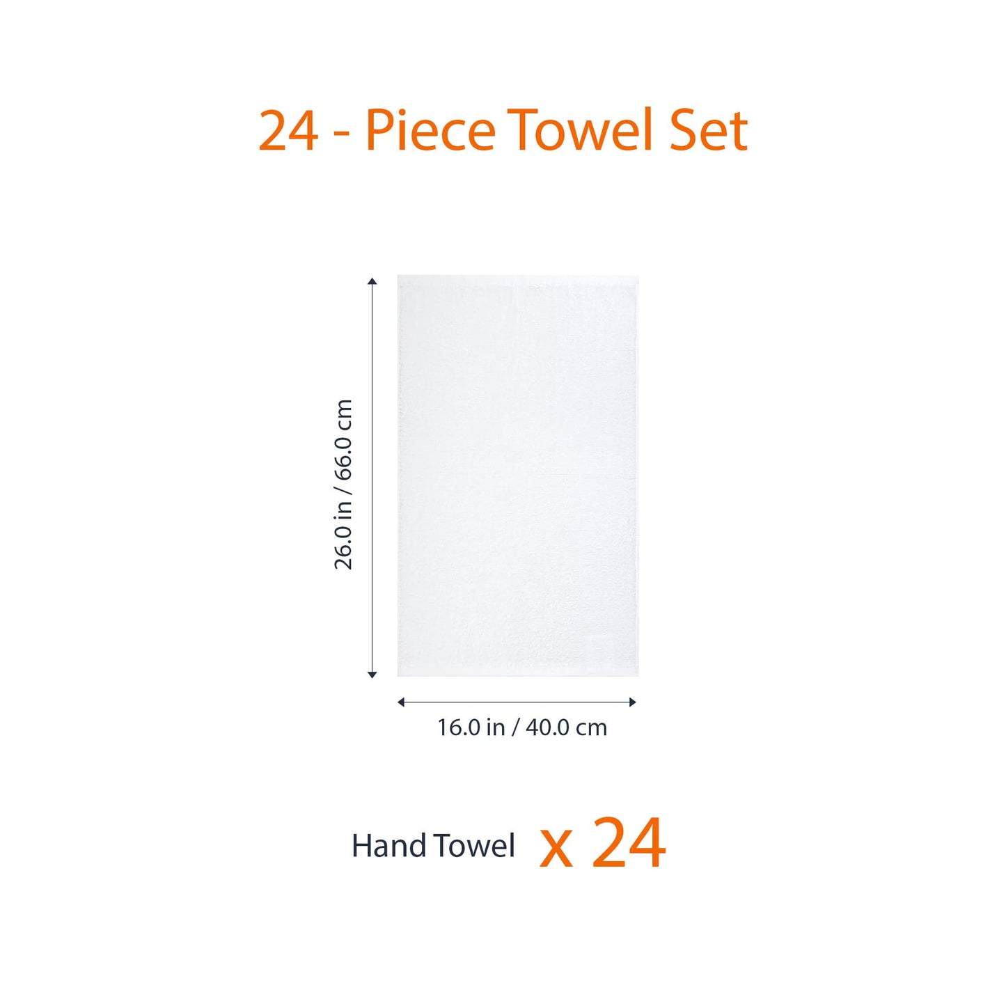 Amazon Basics 100% Cotton hand towel for bathroom - 24 Pack white towels (40.64 x 66.04 cm)