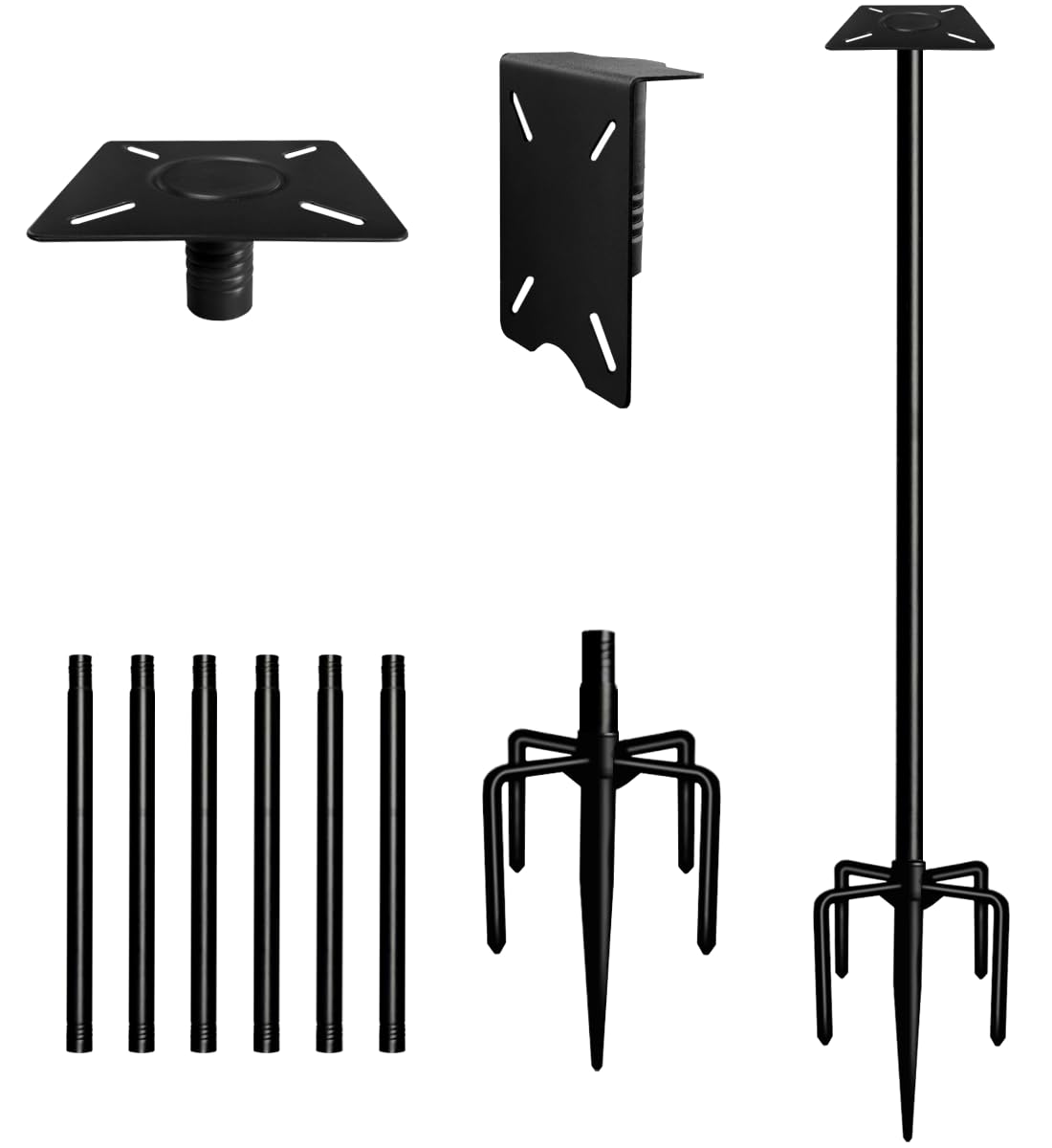 Ansionsol 105 Inch Smart Bird Feeder Pole with 5-Prong Base, Adjustable Bird House Pole Mount Kit for Outdoors, Heavy Duty Bird Feeder Stand for Wild Birds Watching, Black