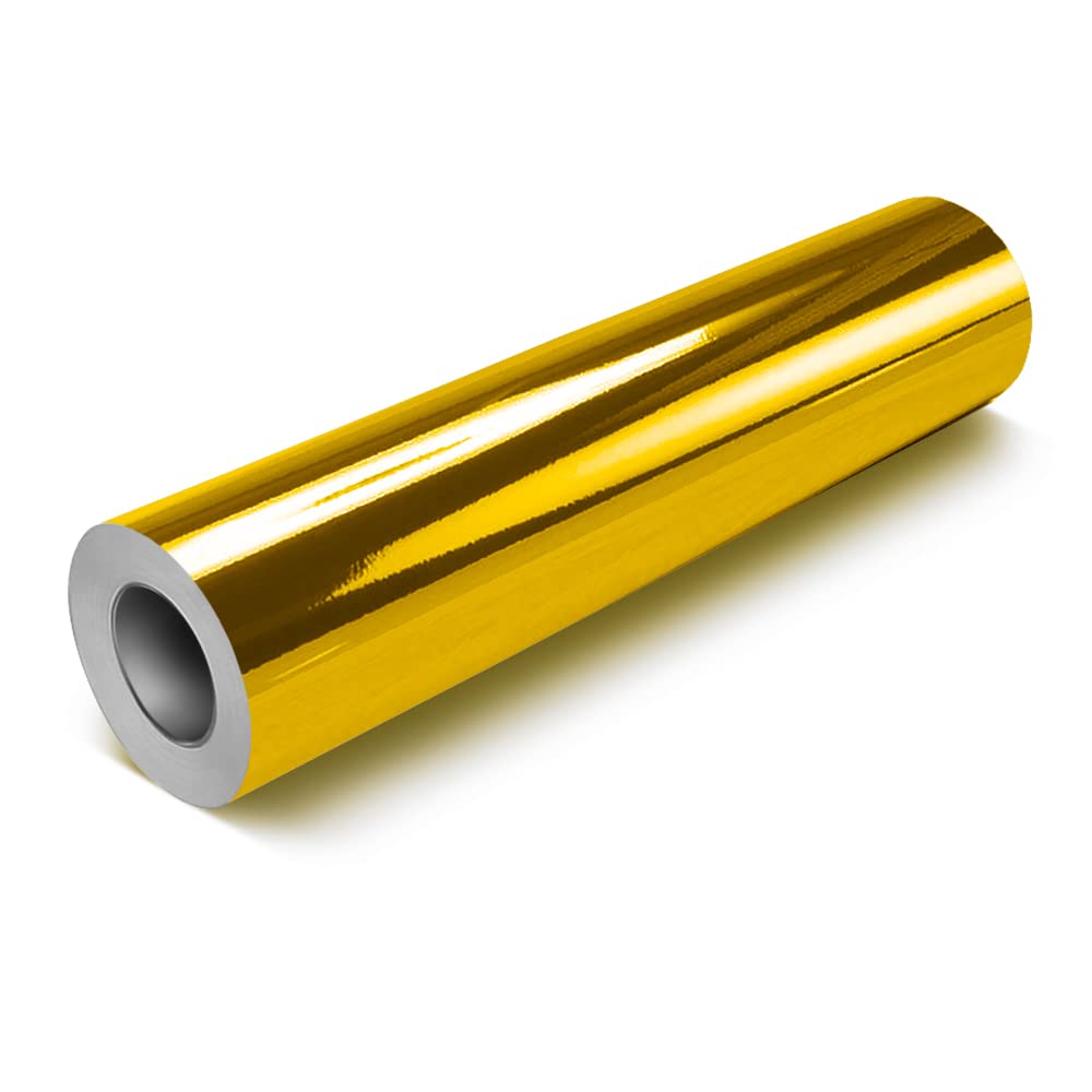VViViD Gold Chrome Gloss DECO65 Permanent Adhesive Craft Vinyl for Cricut, Silhouette & Cameo (50ft x 11.8 Inch Bulk Roll)