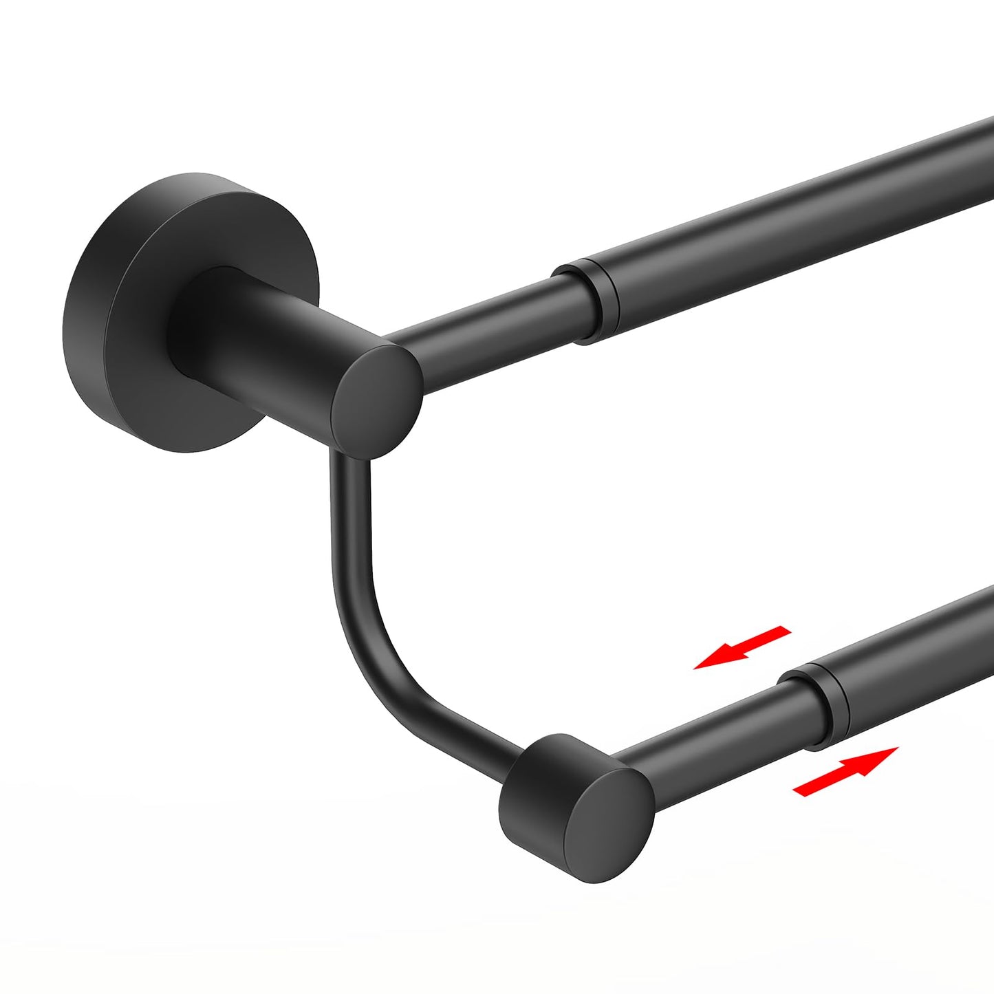 BESy Adjustable 16-26 Inches Double Towel Bar for Bathroom SUS304 Stainless Steel Towel Holder, Hotel Style Wall Mount with Screws Hand Towel Bar Towel Rack Rod Hanger, Matte Black Finish