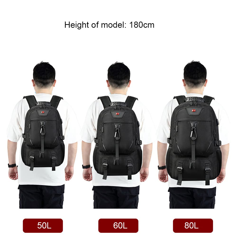 Aikelai Large Travel Backpack with Shoe Compartment, Business Carry On Backpacks for Men Women, Laptop Backpack with USB Charging Port(80L)