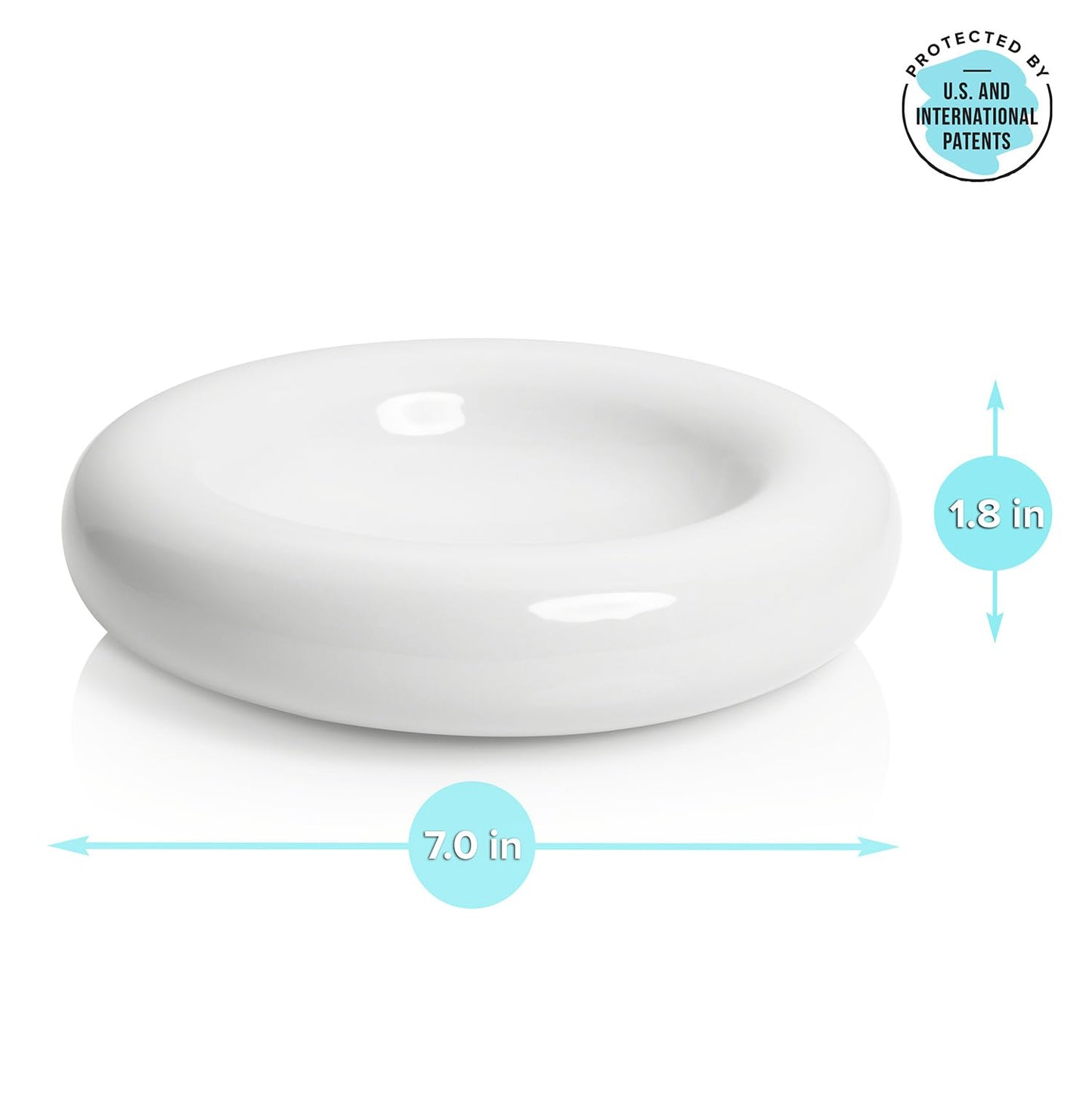 CatGuru Ceramic Cat Food Bowl (Torus, Set of Two, White)