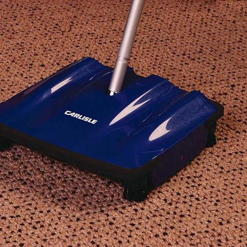 Carlisle FoodService Products Duo-Sweep Plastic Floor Sweeper, Surface Sweeper for Cleaning, 9.5 Inches, Blue