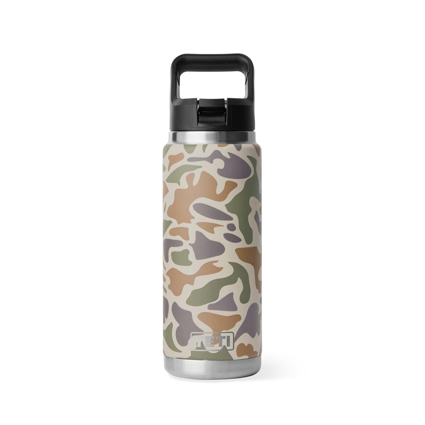 YETI Rambler 26 oz Bottle, Vacuum Insulated, Stainless Steel with Straw Cap, Tan Camo